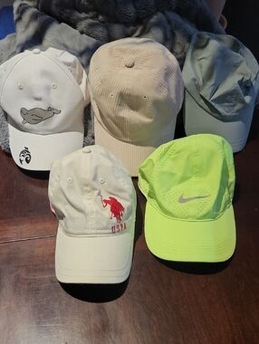 Mixed Five Hat Lot with Neon Nike Cap and US Polo Ralph Lauren Accent